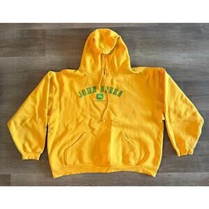 John Deere Yellow Pullover Hoodie Sweatshirt XL Vintage Farm Logo